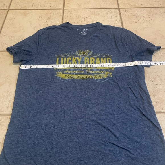 Lucky Brand Men's Blue Graphic Tee - "Rooted in Rock n Roll" - Size XL/TG - Picture 4 of 5